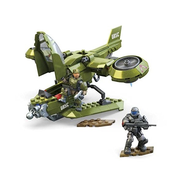 Mega Halo Coffret Mission De Reconnaissance Du Hornet De L’Unsc, Jeu De Construction De Véhicules Avec 4 Mini-Figurines Artic