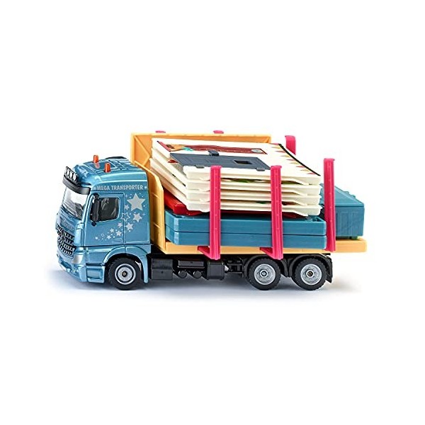 siku 3562, Transporteur pour Maisons Préfabriquées, Métal/Plastique, Multicolore, Maison et Autocollants Inclus