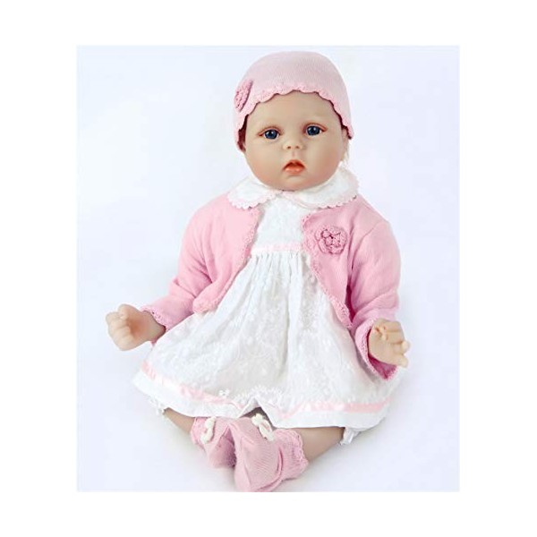 ZIYIUI Bébé Poupée Reborn Fille Silicone Bebe Reborn Poupee Nouveau-née Réaliste 55 cm Tenue Rose Jouet Cadeaux