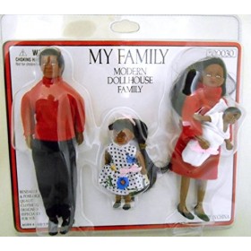 Maison de Poupées Miniature Moderne Noir Famille de 4 People Pliable Positionnable 1:12