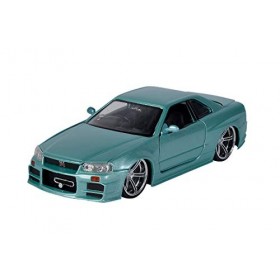 Jada Toys 253203066 Fast & Furious Brians Nissan Skyline 2002 GTR R34 Portes ouvrables, coffres et capots, Miniatures, Voi