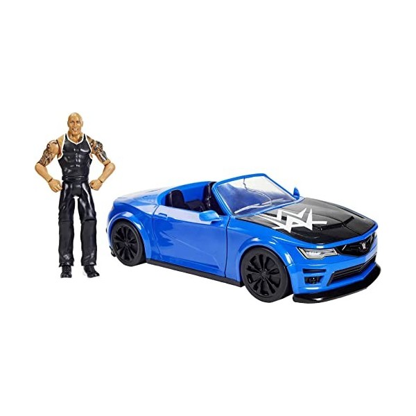 WWE Wrekkin’ Slam-Mobile Vehicle with Rolling Wheels & 8 Breakable Parts & 6-Inch/15.24 cm The Rock Basic Action Figure, Gift