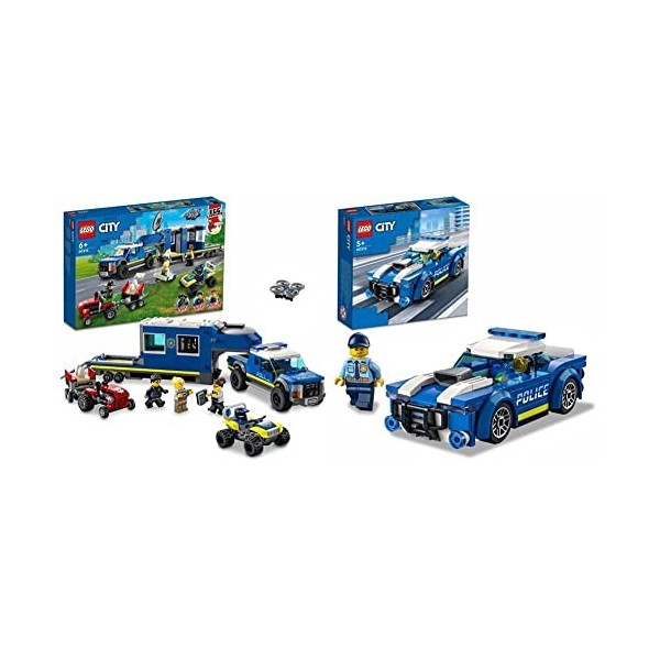 LEGO 60315 City Le Camion de Commandement Mobile de la Police, Jouet de Remorque avec Tracteur, Figurines Policiers, Cadeau N