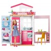 Barbie Mobilier Coffret Maison 2 Étages Et 4 Pièces Avec Accessoires Et Une Poupée Incluse, Emballage Fermé, Jouet Pour enfan