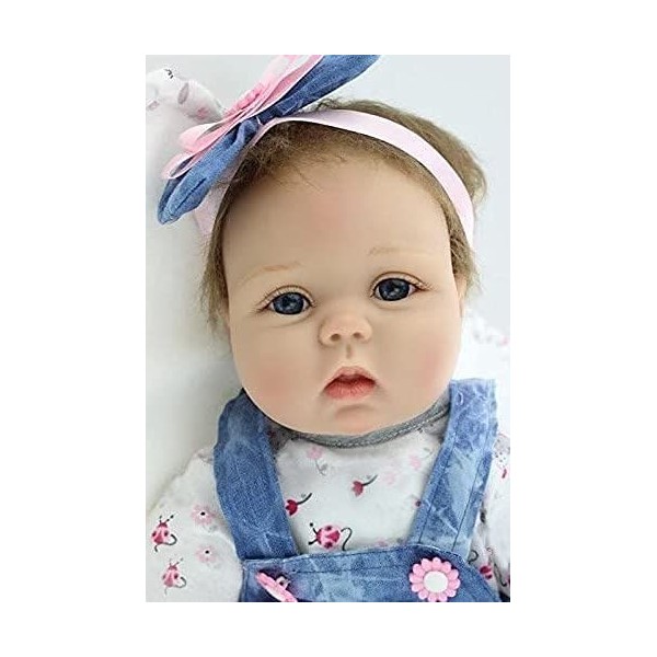 haojiaa 22pouces 55cm poupée Reborn bébé Fille Silicone realiste Bebe Reborn Baby Dolls Yeux Ouvert Garcon Vrai Poupon Pas Ch