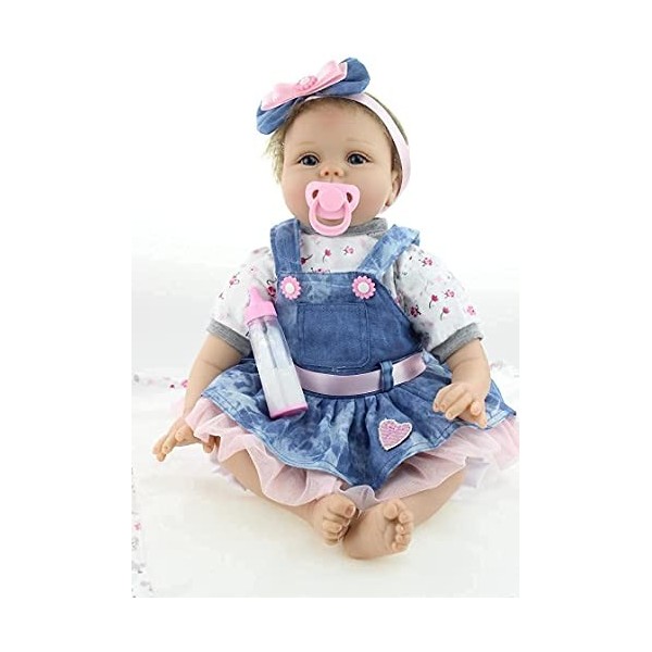 haojiaa 22pouces 55cm poupée Reborn bébé Fille Silicone realiste Bebe Reborn Baby Dolls Yeux Ouvert Garcon Vrai Poupon Pas Ch