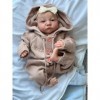 Anano Bébé Reborn Garçon Réaliste 48cm Poupée Bébé Reborn Nouveau Né avec Les Yeux Bleus Adorable Bébé Reborn Souple en Silic