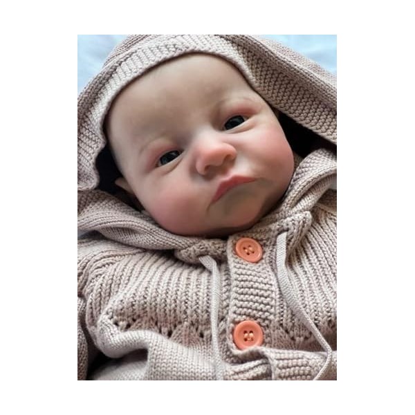 Anano Bébé Reborn Garçon Réaliste 48cm Poupée Bébé Reborn Nouveau Né avec Les Yeux Bleus Adorable Bébé Reborn Souple en Silic