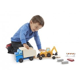 Melissa & Doug Dump Truck & Loader, Wooden Vehicles & Trains, Trucks & Vehicles, 3+, Gift for Boy Or Girl