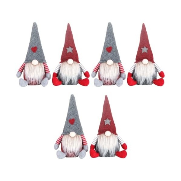 Abaodam 6 Pièces Poupée sans Visage Poupée Gnomes De Noël Décorations darbre De Vacances Cadeaux Figurines De GNOME en Peluc