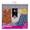 Barbie Fashionistas Kit Vêtements, 2 Tenues pour Poupée dont Pantalon à Carreaux, Robe, Top et Accesssoires, Jouet pour Enfan