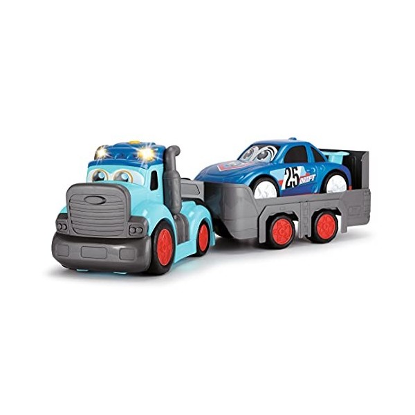 Dickie Toys Happy Truck, Camion, remorque de Voiture détachable avec Batterie Incluse 60 cm