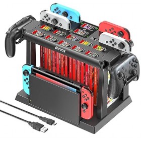 Kytok Support Tour de Rangement pour Nintendo Switch/OLED, Chargeur Manette Switch & Support Manette Switch, Multifonctionnel