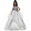 Barbie Signature poupée de collection Joyeux Noël en robe argentée, édition 2021, jouet collector, GXL22