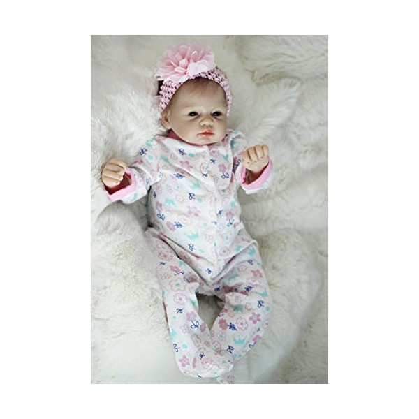 ZIYIUI 55Cm poupée Reborn Fille Silicone Bebe realiste Baby Vrai Poupon Garcon Yeux Ouvert Dolls Enfant Toddler Pas Cher 3 