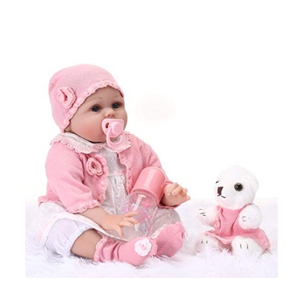 ZIYIUI 55Cm poupée Reborn Fille Silicone Bebe realiste Baby Vrai Poupon Garcon Yeux Ouvert Dolls Enfant Toddler Pas Cher 3 
