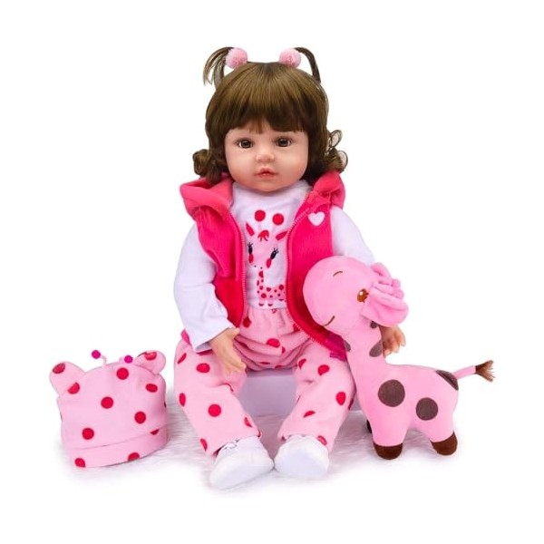 HEHUZY Poupee Reborn 18 Pouces 47 cm Real Baby Feeling Réaliste Réaliste Bebe Reborn Fille Nouveau-né Jouet Souple Silicone V