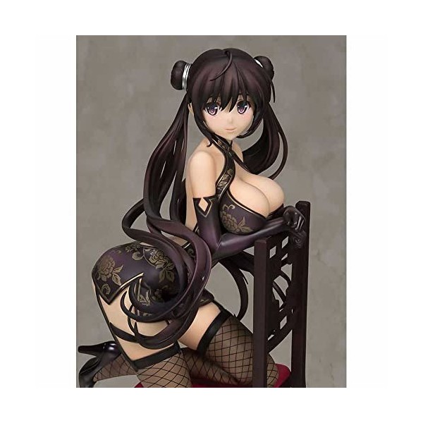 POMONO 1/6 Ecchi Figure Anime Personnage Statues Jolie Fille Cheveux Longs résille Cuisse Haute Bas Debout Posture Cheongsam 