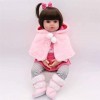 19"/47cm Reborn Baby Doll, Poupée Reborn Fille Réaliste Faite à la Main avec Cape Rose pour Noël Anniversaire pour Enfants,B