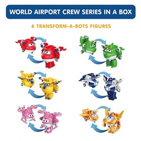 Super Wings- Coffret 6 Transform-a-Bots Saison 5 Jouets, EU750060A, Multicolore