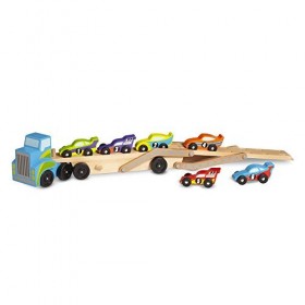 Melissa & Doug- Camion géant dépliable 75 cm Porte 6 Voitures de Course, 12759