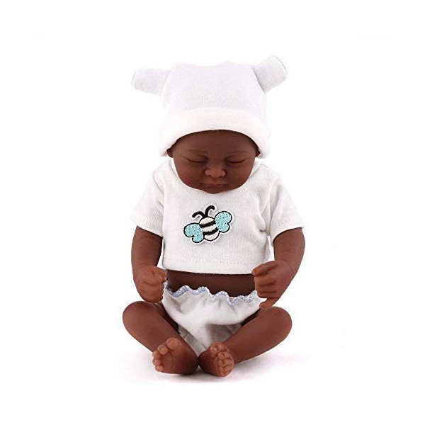 Reborn Baby Dolls,Nurturing Dolls,Simulation Rebirth Doll Silicone Black Skin Closed Sleeping Doll Cute Baby Toys Cadeau dan