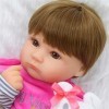 16" Handmade Reborn Baby Doll Réaliste Réaliste Reborn Girl Doll avec Cheveux Courts et Yeux Bruns pour Enfants,B