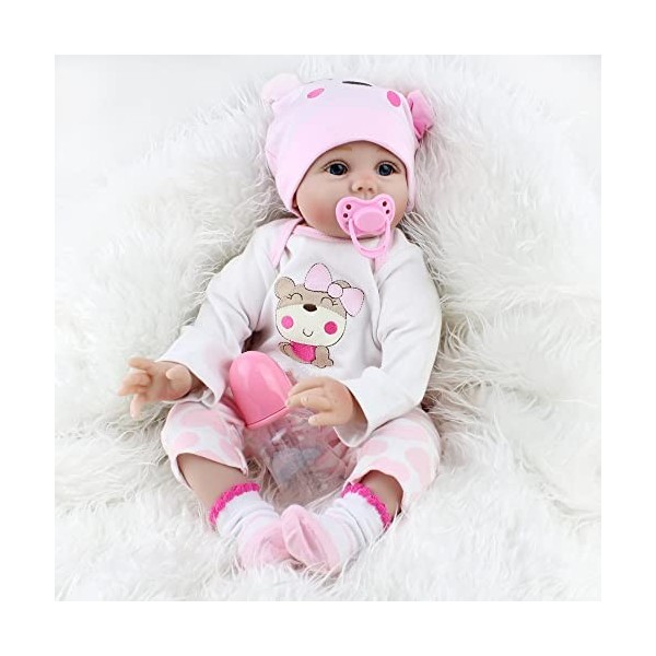 22pouces 55cm poupée Reborn bébé Fille realiste Silicone Pas Cher Vrai Poupon Baby Dolls Girls Garcon Toddlers Yeux Ouvert