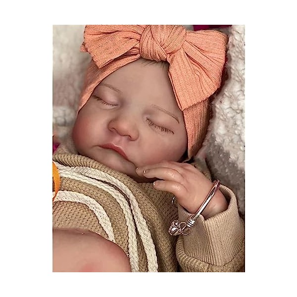 Anano Réaliste Reborn Poupée Fille 19" Full Body Silicone Bébé Prématuré Reborn Poupées Corps Entier Silicone Baby Doll Bambo