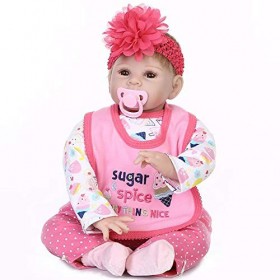 Doux et poupée bébé Mignon Reborn réaliste, poupée Nourrir Vinyle Silicone, Cadeau pour bébé