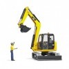 bruder 02466 - Mini-excavateur Cat avec ouvrier, Chantier, Véhicule de construction, Jouets