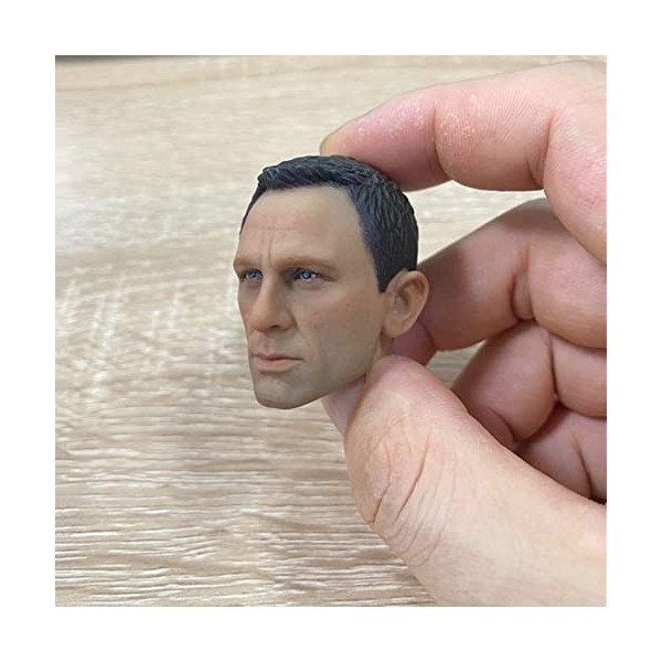 CNSMCWG Sculpture De Tête De Figurine Masculin À Léchelle 1/6, Tête Sculptée De Daniel Craig, Tête De Poupée pour Figurine D