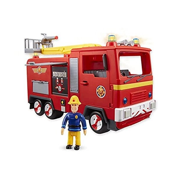 Fireman Sam Electronic Spray and Play Jupiter Fire Engine, Free-Wheeling with Lights, Sounds, Water Cannon, with Figure plays