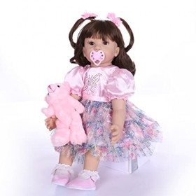 SYP Poupée Reborn 24 Pouces 60 cm Souple Vinyle Silicone Lifelike Reborn Bébé Fait à la Main pour Garçon Fille Jouets Cadeau 