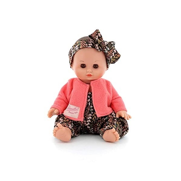 Vilac - Petit Câlin Zora - Jouet en Vinyle et Tissu - Poupon avec Combinaison et Bandeau - 28 Cm - Corps Souple pour Les Enfa