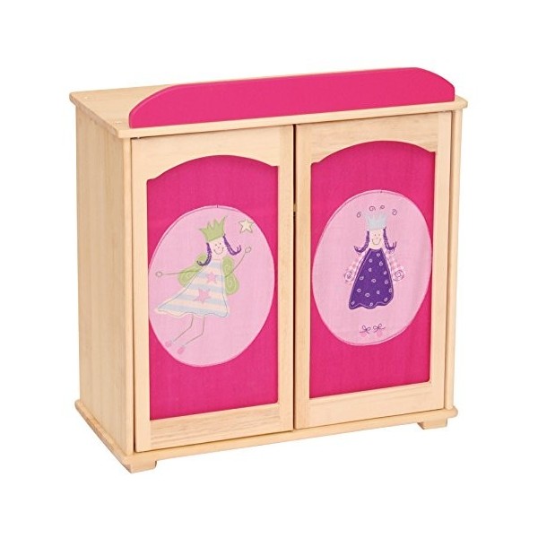 roba Armoire de Poupée Happy Fee pour Vêtements de Poupée - Meubles de Jeu pour Enfants - Bois Naturel