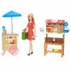 Barbie Famille Coffret poupée blonde et son marché fermier, stands et accessoires, jouet pour enfant, GJB65