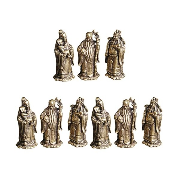 Garneck 9 PCS Feng Rustic Fu Lu Shou Dieux Fengshii Trois Dieux Dieux Chinois Figurine Shui Figurie Fuk