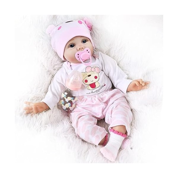 ZIYIUI 55CM poupée Reborn Enfants Jouets Fille Silicone realiste Baby Dolls Vrai Poupon Pas Cher Garcon Yeux Ouvert Enfant To