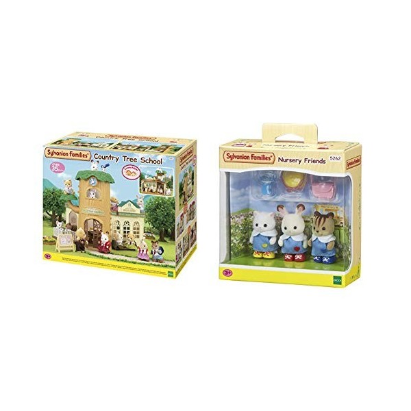 SYLVANIAN FAMILIES - 5105 - Ecole de la Foret - Maison de Poupée & Nursery Friends Families Les Amies De Creche, 5262, Multic