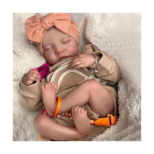 Pinky Reborn Baby Dolls Poupées réalistes en silicone souple avec vêtements et accessoires de jouets 48,3 cm