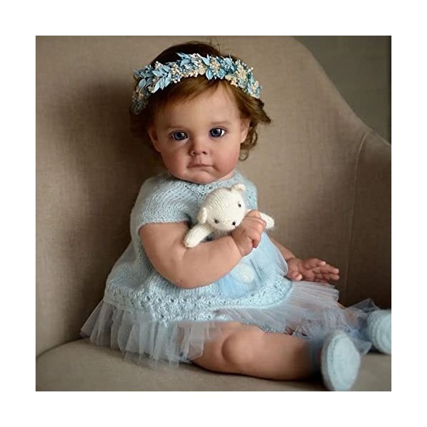 Pinky Reborn Baby Dolls Poupées réalistes en silicone souple avec vêtements et accessoires de jouets 48,3 cm