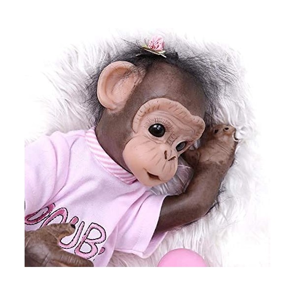 Poupées iCradle 16 Pouces 40cm Simulation Silicone Vinyle Singe Poupée Réaliste Bebe Reborn Singe avec Mohair Toddler Jouets 