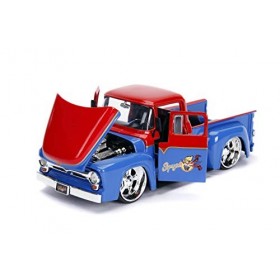 Jada Toys 253255008 DC Comics Bombshells Supergirl 1956 Ford F100 Voiture jouet de Die-cast portes, coffre et capot ouvrable 