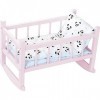 Petitcollin Rose Lit Bercelonnette-Jouet en Bois Laqué-Confort et Elégance pour Poupée-Jusquà 40 Cm pour Les Enfants Panda-À