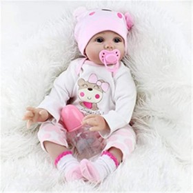OYESY 55CM Reborn Poupée Bébé Reborn Bebe Fille Silicone realiste Reborn Baby Dolls Vrai Poupon Pas Cher Garcon Yeux Ouvert E