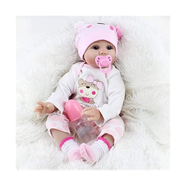 OYESY 55CM Reborn Poupée Bébé Reborn Bebe Fille Silicone realiste Reborn Baby Dolls Vrai Poupon Pas Cher Garcon Yeux Ouvert E