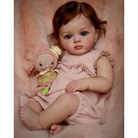 YIHANGG 60cm Réaliste Poupée Fille Yeux Bleus 24 Pouces Silicone Bébé Reborn Nouveau Née Peau 3D Ressemble à De Vraies Poupée