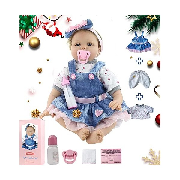 ZIYIUI Realiste 55cm Poupée Reborn Bébé Fille Poupons de Silicone Poupee Reborn Babys Dolls Enfants Cadeaux Jouet 22 Pouce