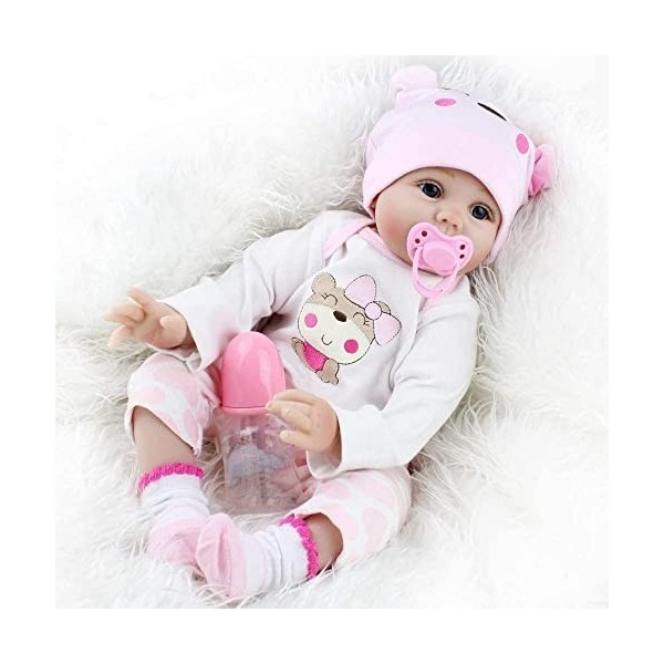 ZIYIUI 55Cm poupée Reborn Fille Silicone Bebe realiste Baby Vrai Poupon Garcon Yeux Ouvert Dolls Enfant Toddler Pas Cher 2 